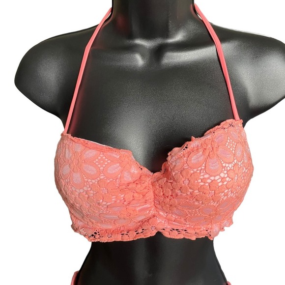 Victoria’s Secret Pink Lace Padded Bikini Sz 34B M - Picture 2 of 7